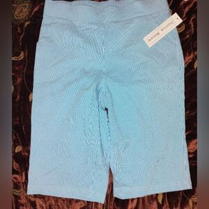 Donna Ricco Light Blue Striped Women's Bermuda Shorts